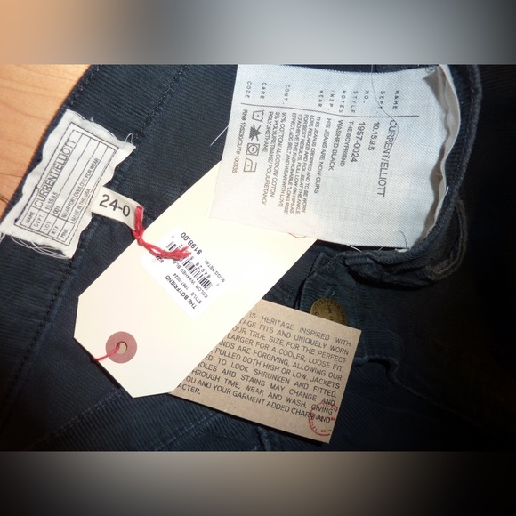 Current Elliott Boyfriend Corduroy Pants in Black, xs 24 - Made in USA - Picture 7 of 7